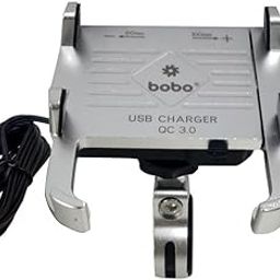 BOBO BM5 Aluminium Waterproof Bike/Motorcycle/Scooter Mobile Phone Holder Mount with Fast USB 3.0 Charger, Ideal for Maps and GPS Navigation (Silver)-10