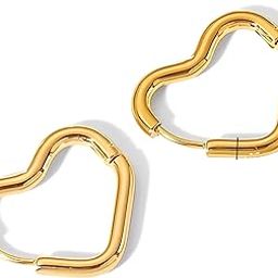 Contemporary Heart Shaped Hinged Hoop Korean Earrings for Women Fashion | Minimal Western Aesthetic Jewellery Accessories for Girls | Valentine's Day Gift for Girlfriend-image-5