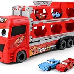 Vikrida Big Hauler Storage & Deform Transport Truck Toy with 2 Foldable Ejection Race Track & 2 Pcs Die cast Cars for Kids - Red Color-20