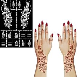 ORDERSHOCK Floral Mehndi Stencil Sticker with Long Lasting Palm Finger Coverage-image-53