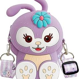 Cute Sling Bag for Girls Kids - Mini Purse for Kids Girls with Adjustable Strap, Silicone Waterproof Purple Kids Cartoon Handbag, Ideal Purse for Kids Girls for Daily Use-image-49