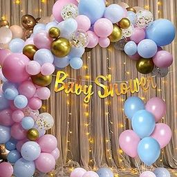 Party Propz Baby Shower Decoration Kit - 48pcs Balloons, Mom To Be Set, White Net Curtain | Traditional Items-image-86
