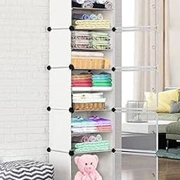 AYSIS Multipurpose Portable Baby Wardrobe Organizer, Foldable, Collapsible DIY Plastic Wardrobe Organizer for Clothes (DIY Plastic) White, 10-Layer-Double-5-Door-image-16