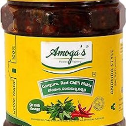 Amoga's Pickles Factory Andhra Authentic Gongura Red Chilli Pickle/Pandumirapakaya Gongura/Achar 100% Natural Handmade (500)-image-87