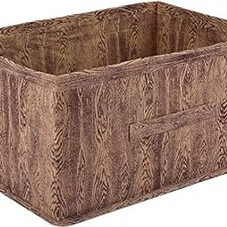 Heart Home Drawer Storage Box | Bin for Clothes | Wardrobe Organizer for Books | Closet Box With Handle | Non-Woven and Wooden Storage Box | Brown-image-61