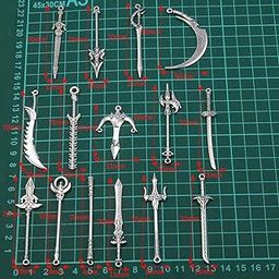 bnf 10x Alloy Sword Cosplay Model Props Miniature Scenes Ornaments Key Chain ToyTV, Film & Game Replica Blades-image-66