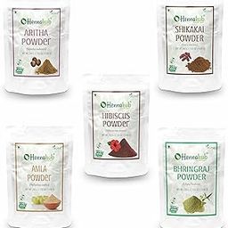 Amla, Reetha, Shikakai, Bhringraj and Hibiscus Powder for Hair Growth & Hair Mask, 200g each (Combo Pack of 5)-32