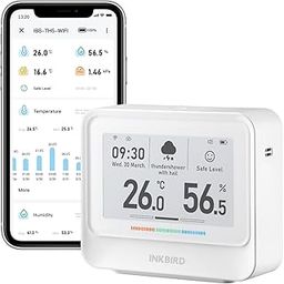 INKBIRD WiFi Thermometer Hygrometer IBS-TH5-WIFI 8-in-1 Indoor Temperature and Humidity Monitor with 3.71 Inches Electronic Ink Display Smart Alarms 2 Years Data Cloud Storage-1