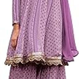 Women Fit & Flare Kurta with Sharara & Dupatta Set-picture-15
