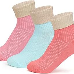 Socks for Women Ankle Length Compact Combed Cotton Combo Pack of 3 Ladies Colour Combination-Light Pink|Sky Blue|Carrot Red Designs for Funky Fashionable Special Occasion Wear-picture-1