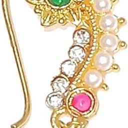 Maharashtrian Designer Traditional Nath |non-pressing nath| with Piercing Nath for Women & Girls |motyachi nath(N-942)-image-47