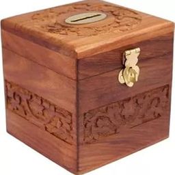 Ruby Perl Hand Carved Money Bank which can be Used to Keep Important Daily Things Coin Bank (Brown)_BZ_carvingbank-5