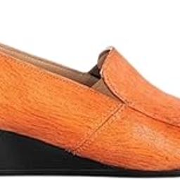 Jesica Wedge Loafer Casual Footwear Suede Finish |Handcrafted and Genuine Leather |Casual Look |Wedge Loafer for Women - Cushioned Ortholite Footebd with Flexible TPR-image-32