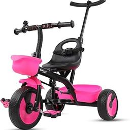 Bumtum Tricycle Ride with Parental Handle | Play & Plug Cycle for Kids | 2-5 Years - Tricycles for Boy & Girl | Sturdy Designs with Storage Box, Horn and Guarded Seats, Heavy Wheels (Pink)-image-60