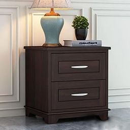 Sheesham Wood Bedside Table with 2 Drawer Nightstand Table for Bedroom Living Room Home (Walnut Finish)-3