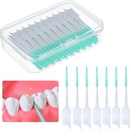 250 Pcs Interdental Brushes, Silicone Head Plaque Removal Tool for Teeth, Portable Oral Care Cleaning Sticks with Tooth Floss (Light Green)-13