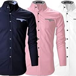 Men's Cotton Blend Shirt for Men | Spread Collar | Casual | Plain | Formal | Full Sleeve | Summer | Regular Fit - (Combo Pack of 3)-image-48