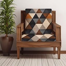 Decorian Polycotton Stretchable Printed Solid Sofa Slipcovers, Wooden Sofa Seat Cover, Sofa Back Cushion Covers (Pack of 10, Navy Grey Geometric)-0