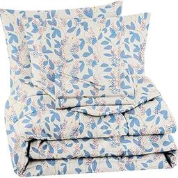 VAS COLLECTIONS Super Soft Glace Cotton King Size AC Comforter Wedding Gift Set (with Bag) for Double Bed with 1 Flat Bedsheet and 2 Pillow Cover Pastel Colours Blue & White (4PC Comforter Set)-12