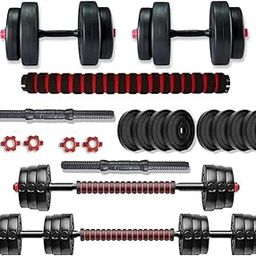 BAPTIZO 10 kg Adjustable PVC Dumbbells Weights With Dumbbell Rods and Convertible For Home Gym & Strength Training,-image-24