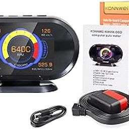 XPR3SS KW206 Automobile 2in1 OBD2 Scanner & Auto On-board Computer Guage with Digital display OBDII Scanner Fuel Consumption Water Temperature Gauge Speedometer HUD-16