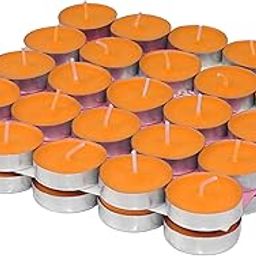 Wax Orange Tealight Candles, Plain Tea Lights Candles Set of 50 for Diwali Decorations, Fancy Unscented Tealight Candles Pack of 50pcs (Orange Colour)-image-56
