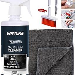 VRPRIME 500ML Laptop Cleaning Kit Screen Cleaner for Keyboard Mobile Phone, Camera lens, Computer, Gadget, Electronic, TV | With Large Microfibre Cloth & Keyboard AirPods Cleaner Brush-31