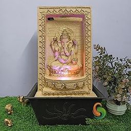 Ganesha Polyresin Designer Table Top/Indoor Waterfall Fountain Indoor Home Decor with Multicolour LED Light and Water Flow Control Pump (Size: 41 x 29.5 x 22 CM) (D-042)-image-48
