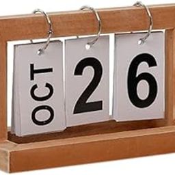 VMS INDIA Practical Wooden Flip Chart Perpetual Calendar DIY Desktop Calendar Natural-10