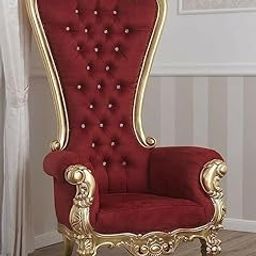 SOUL CRAFT Royal Wedding Chair - Pure Wood Maharaja Easy Chair in Maroon-image-70