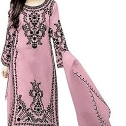 Women's Georgette Embroidered Kurta and Pant With Dupatta | Dress set For Women | Pakistani Suit for Woman-image-29