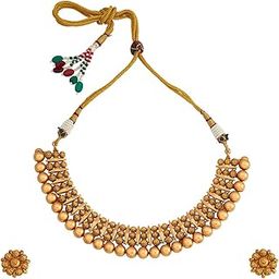Fashion Jewellery Gold Polished Antique Necklace With Push Back Studs|Best For Bride, Bridemaids & Special Occasion | Antique Necklace Set For Women - 439339-image-53