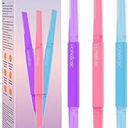 HOMEBASIC Glow Glide Dual Head Facial Razor for Women Pack of 3 Stainless Steel Dermaplaning Tool for Face & Eyebrows – Rust-Resistant, Reusable, Compact, No-Cut Hair Removal & Exfoliation for Smooth Skin-image-2