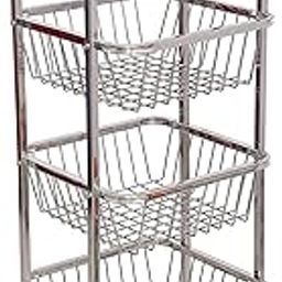 Sulfar Stainless Steel Fruit & Vegetable 4 Stand Kitchen Trolley Vegetable, Fruit Basket for Storage Onion Potato Rack (4 Layer)-image-51