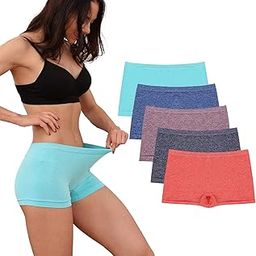Fashiol Women's Seamless Boyshort Panties Nylon Underwear Stretch Boxer Briefs, Multicolor. Size (28 Till 36)-image-30