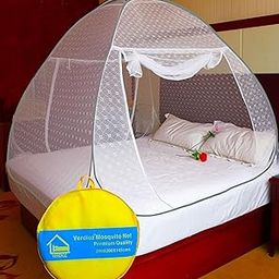 VERDIOZ White Embroidery Cotton Mosquito Net for Double Bed Machardani, Mosquito Net for Bed King Size, for Adult | Kids | Baby, Corrosion Free Wire with Saviours (King Size, 200X200X145 Cm, Grey)-11