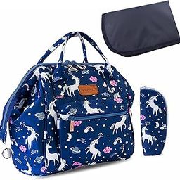 Motherly Nano Diaper Bag for Mothers for Travel– Combo Set with Accessories, Small Maternity Handbag for Newborn Baby,Mothers Travelling Bag,Multiple Pockets Water Resistant Baby Bag (Unicorn Blue)-23
