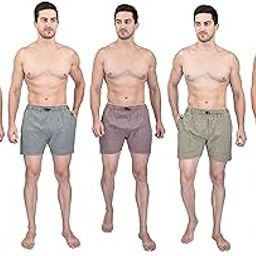 Plus Size Men's Ultra-Light Soft Cotton Checkered Boxer Shorts with Pocket Comfortable All Day Wear | Size - S to 6XL | Pack of 5 - Made in India-0