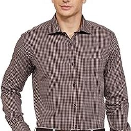 Men's Pure Cotton Checks Pattern Slim Fit Semi Cutaway Collar Full Sleeve Formal Shirt-image-65