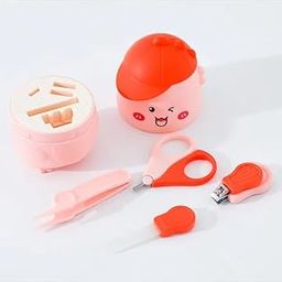 Baby Nail Care Set with Cute Case, 4-Piece Grooming Kit, Pink and Orange-image-14