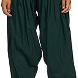 Woman's Readymade Regular Fit Cotton Salwar Pants || Solid Cotton || Loose Fit Punjabi Patiala || Free Size (Dark Green)-image-9