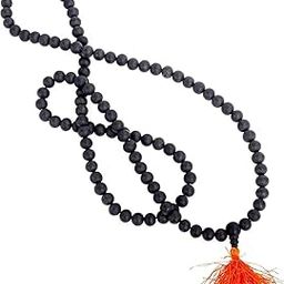 Shyam Handicraft Black Ebony Wood Mala, 6mm Beads, 30 cm Length, 15g Weight, Yellow Tassel-image-48