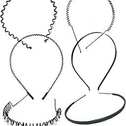 6 Pieces Black Flexible Metal Wavy, Spring, Zig Zag, Chain And Simple Hair Band Hair Hoop Hairband Daily Use For Unisex Men Women-image-68