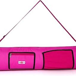 PHILLIN Zipper Yoga Mat Bag for Meditation Mat's Cover Bag with Adjustable Shoulder Strap Waterproof Mate Carry Bags fit for 4mm to 8 mm Mats for Women and Men (Navy Blue Pink)-image-83