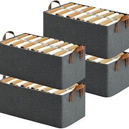 Premium 4 Pcs Wardrobe Cloth Organizer for Storage Box for Clothes with Steel Frame and Handle Foldable Smart Organiser Closet Basket Boxes for Cupboard Cloth Saree Jeans Kapde in Almirah Shelf-16