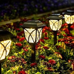 BYCRAY 6 Pack Solar Garden Pathway Lights, Solar Garden Lights, Waterproof Auto On/Off, Solar LED Lights for Garden, Patio, Pathway, Walkway (Warm White)-16