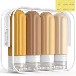 TRUENIX Travel Bottles Kit for Toiletries Organizer BPA Free 90ml Silicone Size Containers Portable Split Bottle Accessories for Conditioner Shampoo Lotion (4Pcs Set) (Multicolor)-image-74