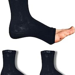 ecosync Open Toe Bamboo Compression Socks | Unisex | Nano Compression Socks for Neuropathy | Black | Plantar Fasciitis Relief | Arch Support | Ankle & Foot Swelling | Injury Recovery | Heel Pain |-21