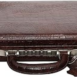 17 Inch Non-Expandable Men's Leather Briefcases Office Bags with Italian Lock (Brown) (Brown)-picture-46