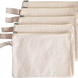 GOLD LEAF Multi-Purpose A5 Beige Cosmetics Bag with Zipper Cotton Canvas Makeup Pouches Travel Toiletry Bag Pen Pencil Bag Blank DIY Craft Bag. (Pack of 10Pcs)-19